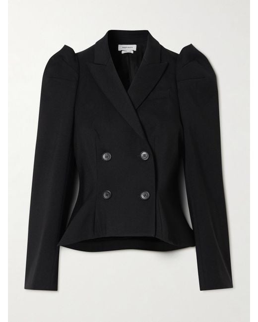 Alexander McQueen Black Verkürzter Doppelreihiger Blazer Aus Einer Wollmischung