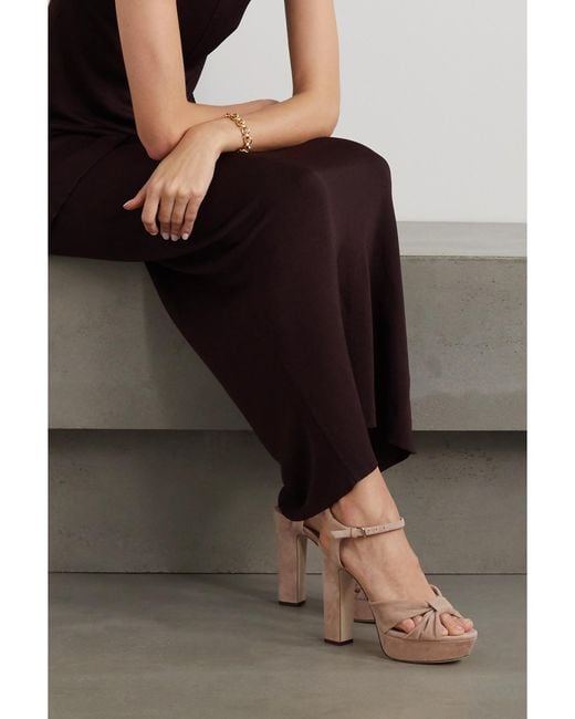 Jimmy Choo Multicolor Heloise 120 Knotted Suede Platform Sandals