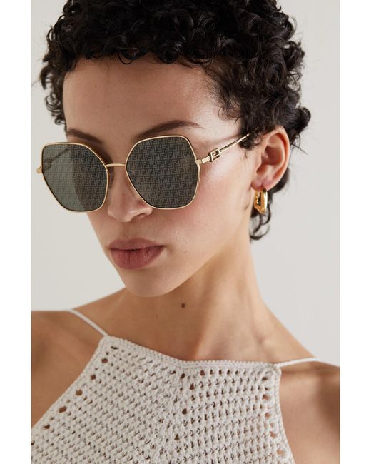 Fendi Metallic Hexagon-Frame-Tone Sunglasses