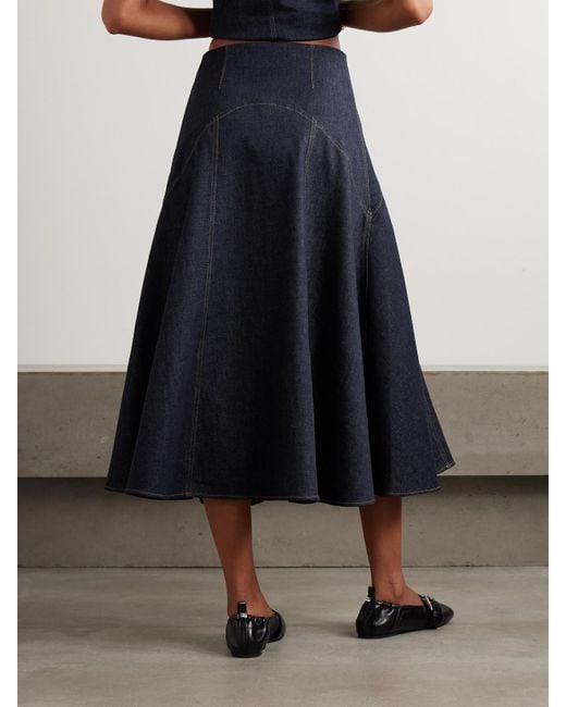 Jacquemus Blue Triangle De-Nîmes Midi-Jeansrock Mit Stickerei