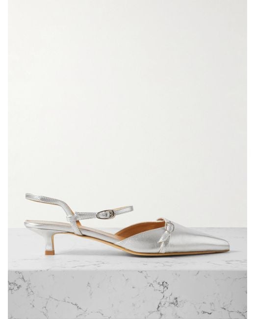 Aeyde Natural Melia Slingback-Pumps Aus Metallic-Leder Mit Schnallen