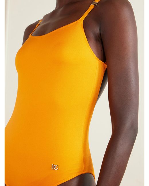 Dolce & Gabbana Yellow Logo-Embellished Jersey One-Piece