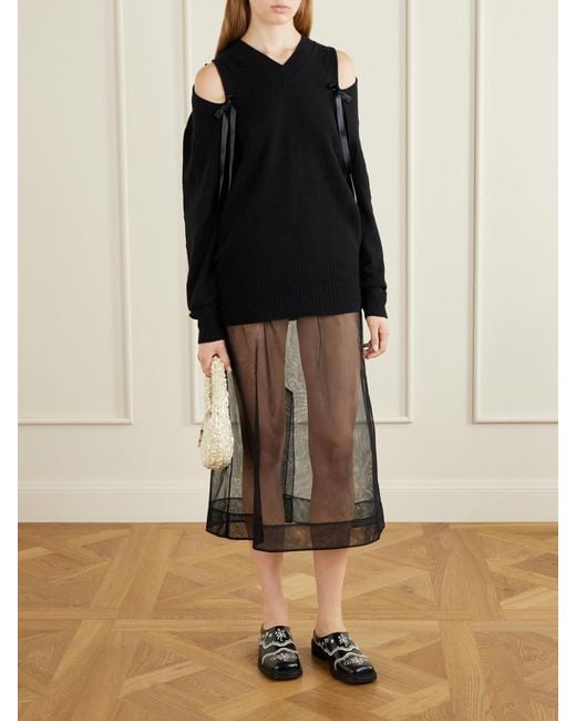 Simone Rocha Black Organza Midi Skirt