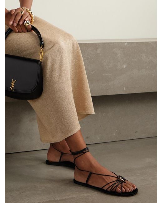 Saint Laurent Black Babylone Logo-Embellished Leather Sandals