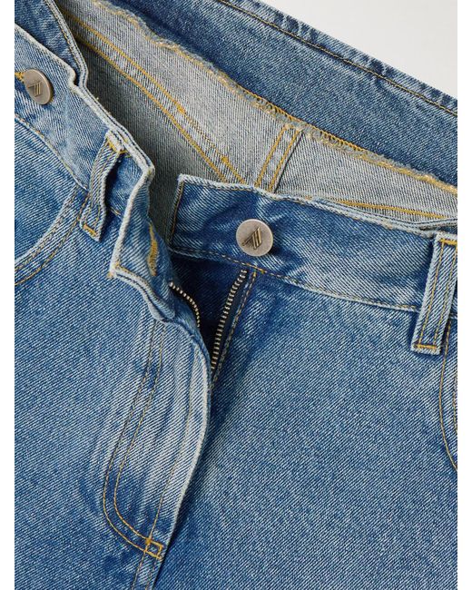 The Attico Blue Layered High-Rise Wide-Leg Jeans