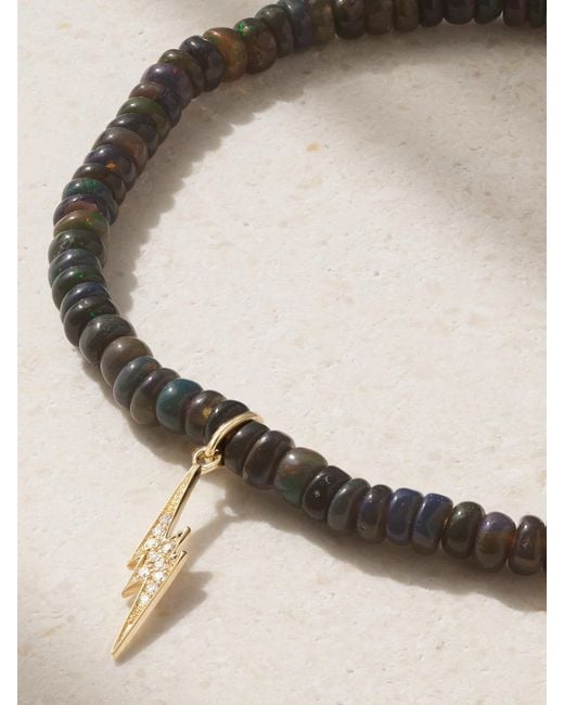 Sydney Evan Natural Small Lightning Bolt 14-Karat, Opal And Diamond Bracelet