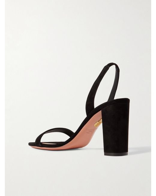 Aquazzura Metallic So Nude 85 Suede Slingback Sandals
