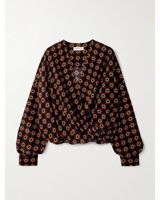 Dries Van Noten Brown Bluse Aus Bedrucktem Crêpe De Chine Aus Seide