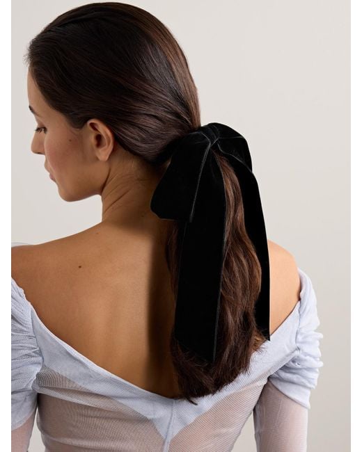 Jennifer Behr Black Adley Velvet Bow Hair Clip