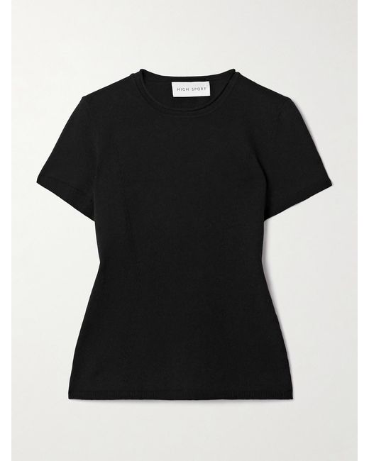 High Sport Black Nat Cotton-Blend Jacquard-Knit Top