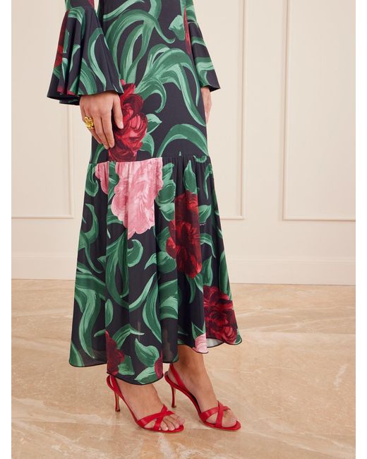 LaDoubleJ White Alba Floral-Print Stretch-Jersey Maxi Dress