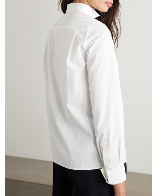 Loro Piana White Hadiya Pleated Cotton-Poplin Shirt