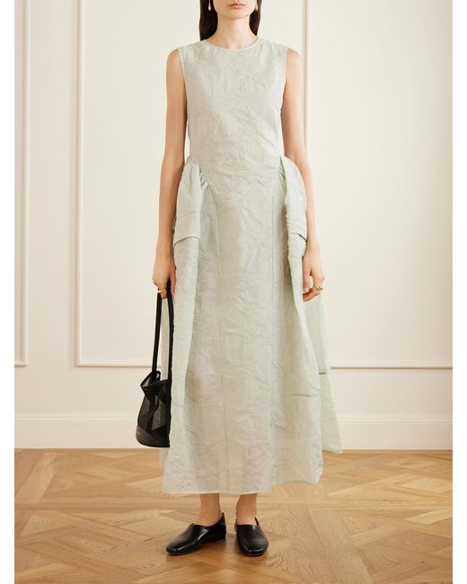 CECILIE BAHNSEN White Cbduana Papillon Matelassé Maxi Dress
