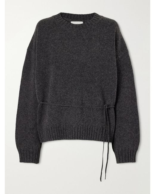 St. Agni Black Belted Wool Sweatshirt