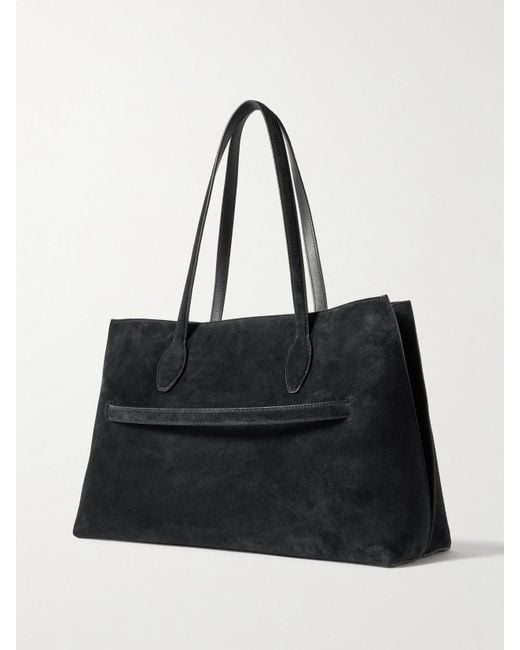 Totême Black Lounge Large Leather-Trimmed Suede Tote
