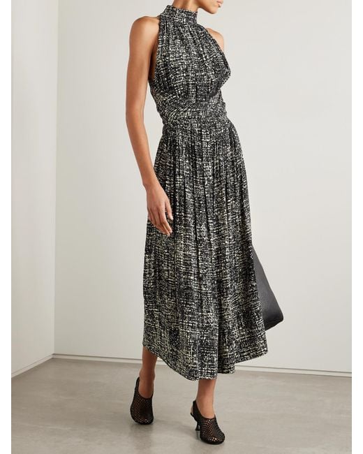 Robe Longue En Crêpe Imprimé À Plis Et À Torsade Lola Proenza Schouler en coloris Black