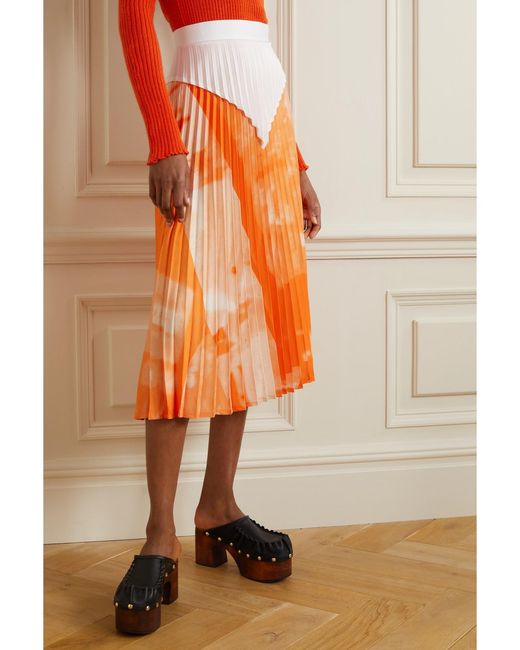 Thebe Magugu Orange Pleated Printed Satin Midi Skirt