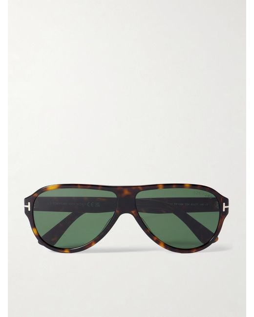 Tom Ford Green Samuele Aviator-Style Acetate Sunglasses