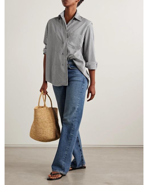 Agolde Gray Aris Striped Crepe Shirt