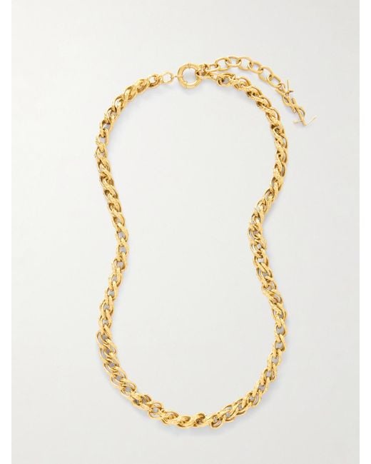 Saint Laurent Metallic Hammered-Tone Necklace