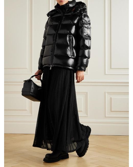 Moncler Black Maire Hooded Quilted Glossed-Shell Down Jacket