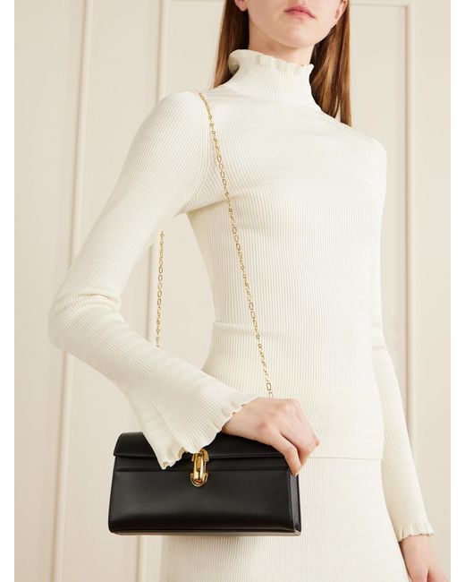 SAVETTE Black Chain Symmetry Pochette Leather Shoulder Bag