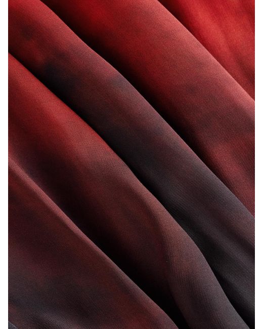 Elie Saab Red Pleated Dégradé Chiffon Gown