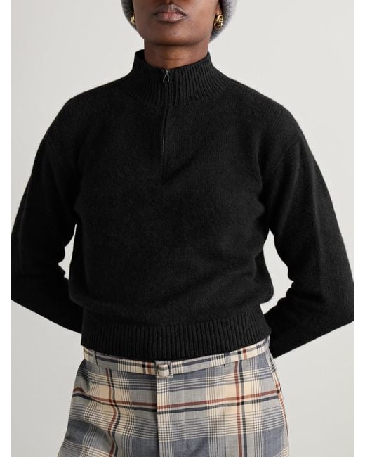 The Elder Statesman Black Kaschmirpullover Mit Reißverschluss