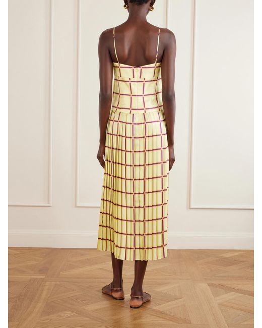 Emilia Wickstead Metallic Agata Checked Silk-Twill Midi Dress
