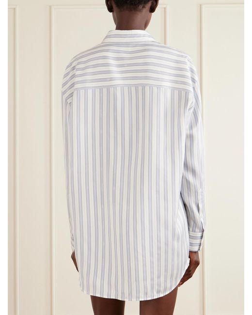 Gucci White Striped Logo-Jacquard Silk Shirt