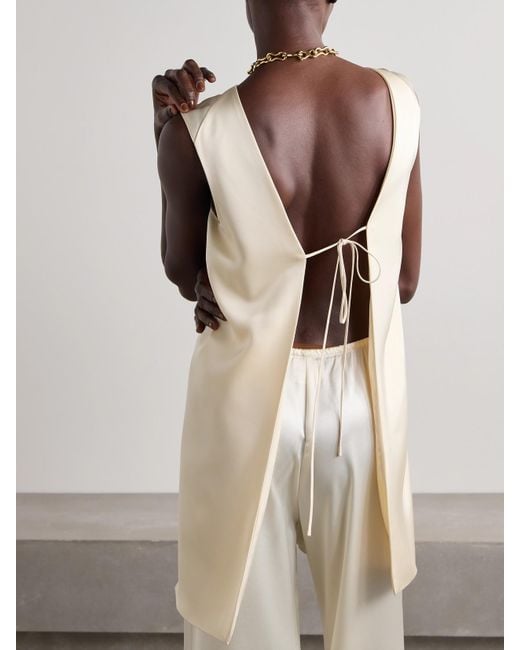 Leset Natural Barb Open-Back Satin Tunic