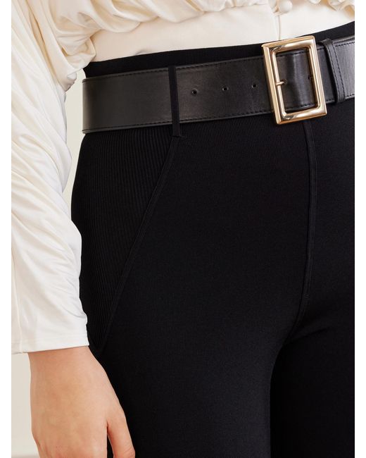 Self-Portrait Blue Belted Stretch-Jersey Stirrup Leggings