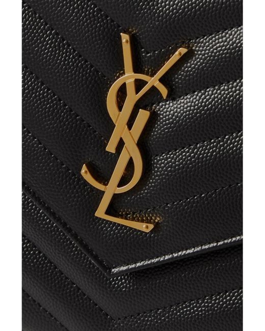 Saint Laurent Black Monogramme Quilted Textured-Leather Pouch
