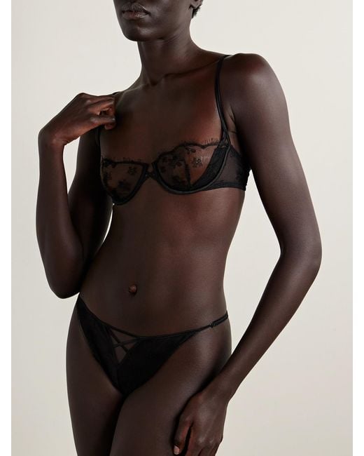 Kiki de Montparnasse Black Lace Underwired Soft-Cup Balconette Bra