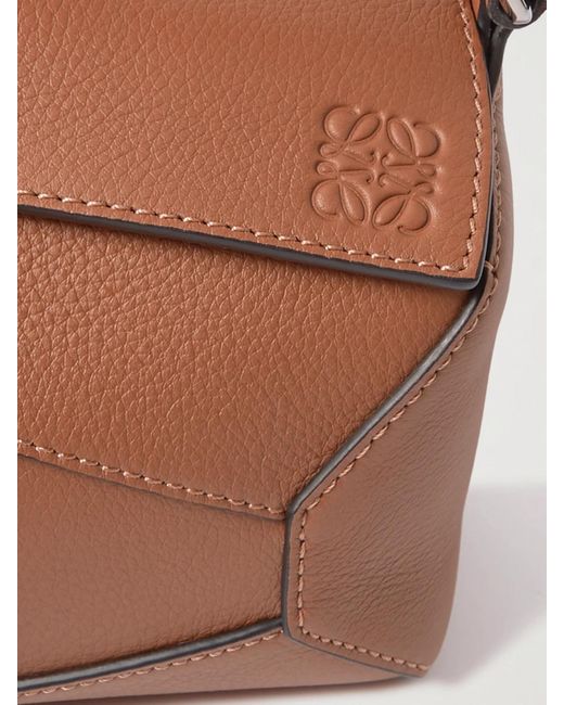 Loewe Brown Puzzle Edge Mini Textured-Leather Shoulder Bag
