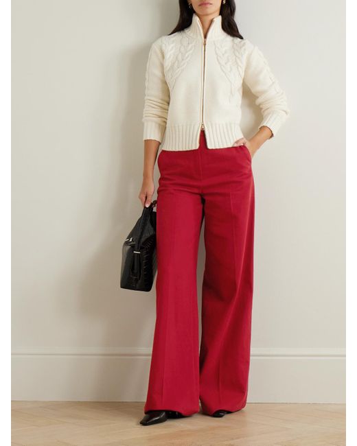Max Mara Red Ruggero Hose Mit Weitem Bein Aus Baumwoll-Twill