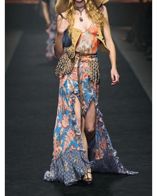 Etro Orange Printed Silk Top