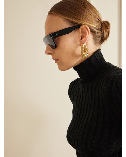 Alaïa Black D-Frame Acetate Sunglasses