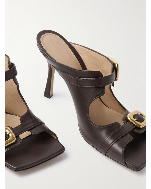 Bottega Veneta Brown Stretch Buckle Leather Sandals