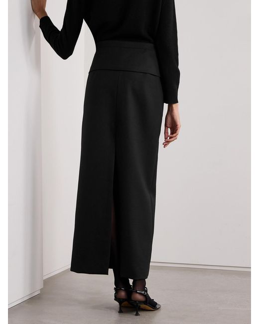 Proenza Schouler Black Adriana Paneled Wool-Blend Twill Maxi Skirt