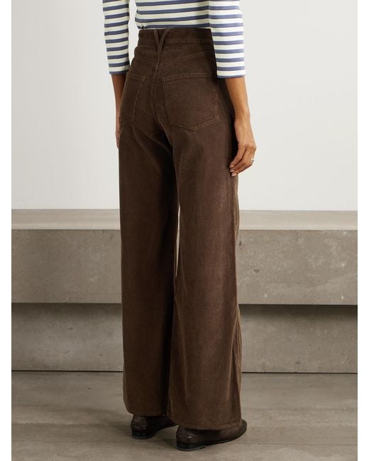 Veronica Beard Brown Taylor Cotton-Corduroy Wide-Leg Pants