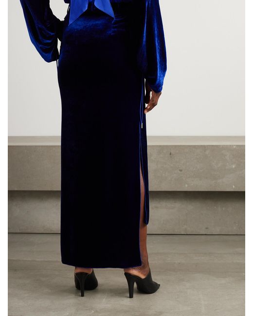 Lanvin Blue Asymmetric Velvet Skirt