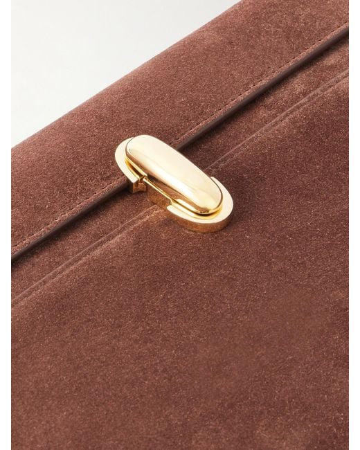 SAVETTE Brown Symmetry Schultertasche Aus Veloursleder