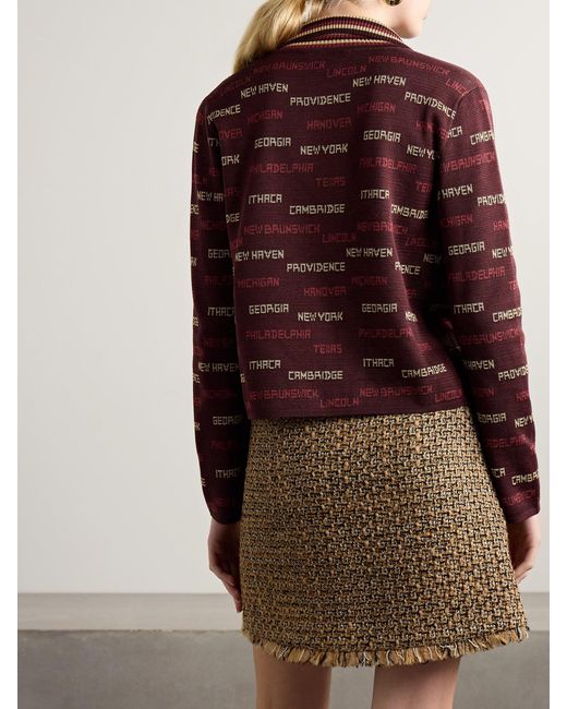 Bode Red Gridiron Cotton-Jacquard Cardigan