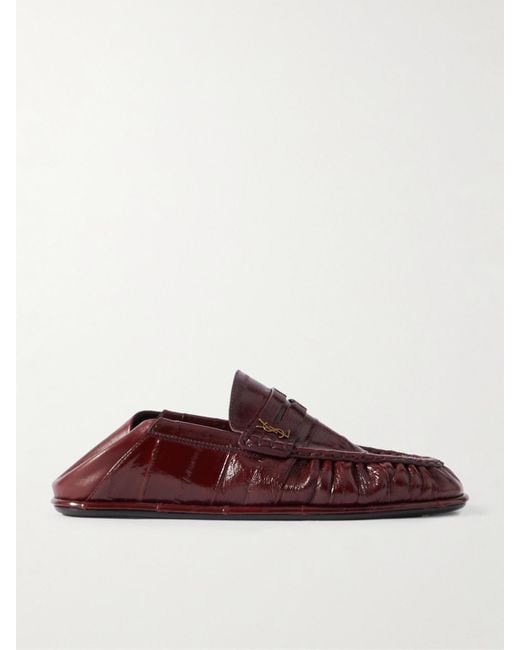 Saint Laurent Red Le Loafer Loafers Aus Glänzendem Aalleder Mit Verzierung Und Einklappbarer Fersenpartie