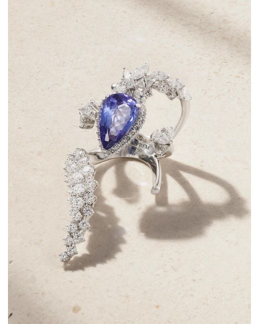 YEPREM Natural 18-Karat Tanzanite And Diamond Ring