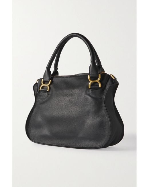 Chloé Black Net Sustain Marcie Medium Textured-Leather Tote