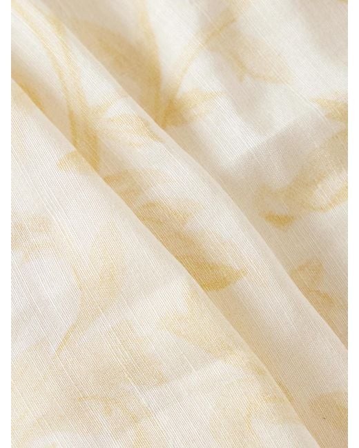 Posse Natural Isla Floral-Print Linen And Silk-Blend Top