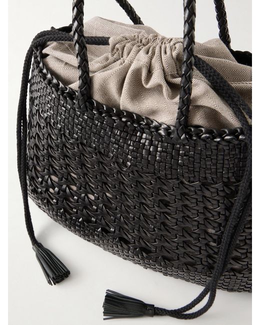 Dragon Diffusion Black Santa Cano Woven Leather Tote Bag