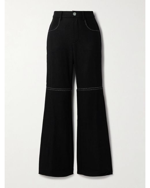Alix Of Bohemia Black Bunny Wool Flared Pants